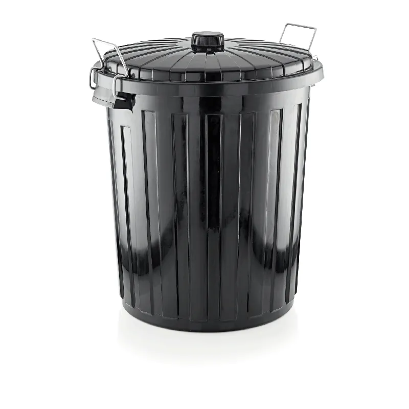Koopje afvalcontainer, 2 sluitklemmen, 73 l, Ø 48 cm, hoogte 60 cm