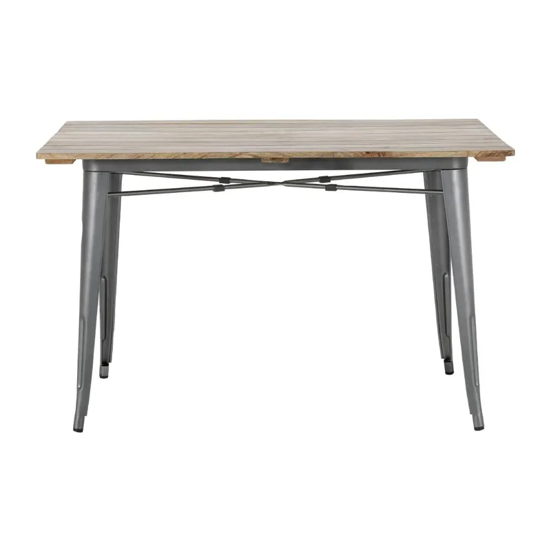 Bolero Bistro Eettafel Met Lattenblad Van Mangohout En Donkergrijze Poot 1200mm Express Levering