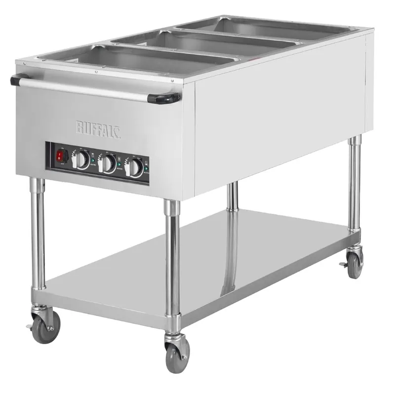 Bestel Nu Buffalo mobiele bain-marie trolley 3x 1/1GN