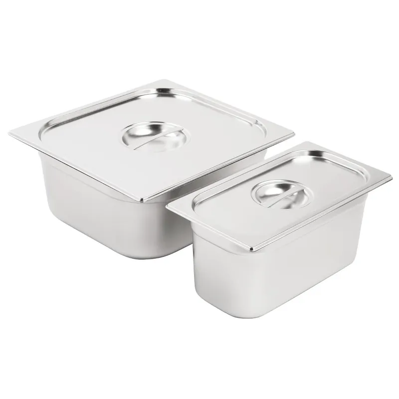 Vogue RVS Gastronorm Bakken Set 1/3 en 2/3 Met Deksels Finale Uitverkoop