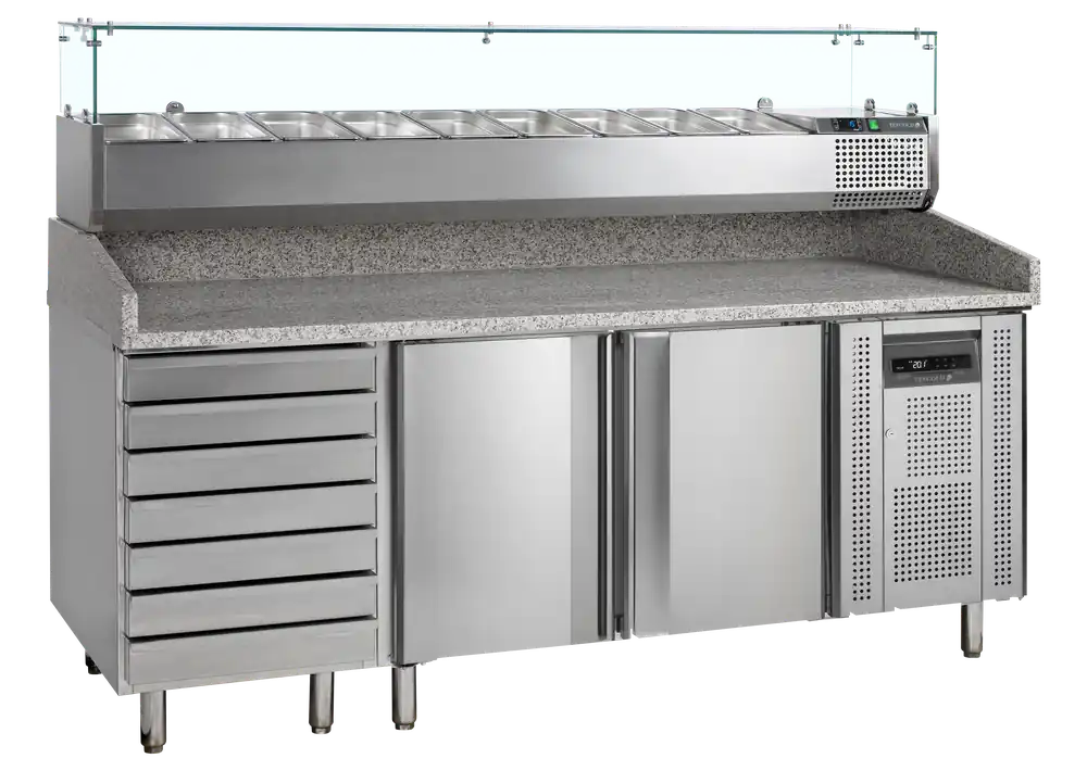 Alleen Vandaag TEFCOLD Pizzatafel incl. unit voor toppings - PT1310 + VK38-200