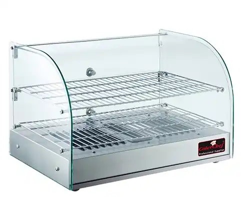 OUTLET - Warmhoudvitrine RVS - +30°/+90°C - 800Watt - 560x380x(H)380mm Express Levering