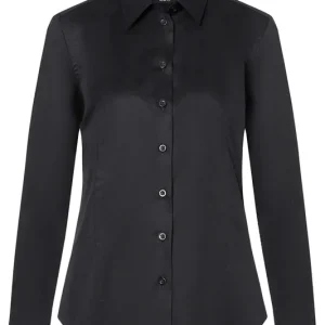 Damesblouse Met Lange Mouwen, Gemaakt Van Stretchstof Met Een Moderne Pasvorm - Zwart - XL Alleen Vandaag