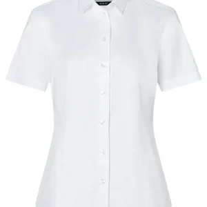 Blouse Met Korte Mouwen Voor Dames, Gemaakt Van Stretchstof Met Een Slanke Pasvorm - Wit - L Aanbieding