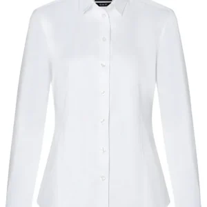 Lage Kosten Blouse Met Lange Mouwen Voor Dames, Gemaakt Van Active-Stretch Materiaal, Slim Fit - Wit - L