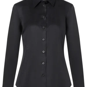 Lage Prijs Blouse Met Lange Mouwen Voor Dames, Gemaakt Van Active-Stretch Materiaal, Slim Fit - Zwart - S
