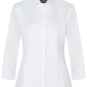 Damesblouse Van Active-Stretch Met 3/4 Mouwen In Slim-Fit Model - Wit - L Finale Uitverkoop
