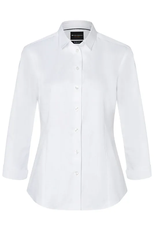 Damesblouse Van Active-Stretch Met 3/4 Mouwen In Slim-Fit Model - Wit - L Finale Uitverkoop