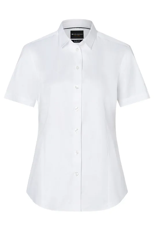 Blouse Met Korte Mouwen Voor Dames, Gemaakt Van Active-Stretch In Een Moderne Pasvorm - Wit - 3XL Korting