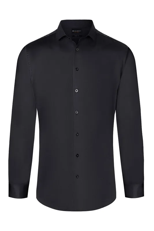 Beperkt Aanbod Herenoverhemd Met Lange Mouwen, Active-Stretch, Slim Fit - Zwart - XL