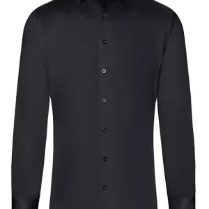 Herenoverhemd Met Lange Mouwen, Active-Stretch, Slim Fit - Zwart - L Beste Prijs