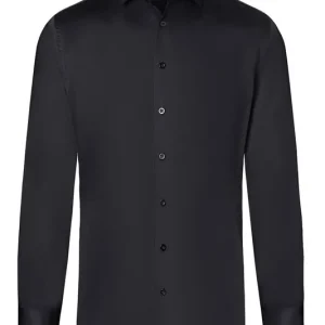 Herenoverhemd Met Lange Mouwen, Active-Stretch Met Moderne Pasvorm - Zwart - S Aanbieding