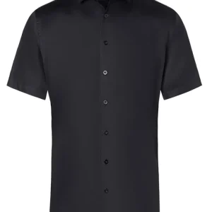 Herenoverhemd Met Korte Mouwen, Active-Stretch, Moderne Pasvorm - Zwart - 2XL Direct Verzonden