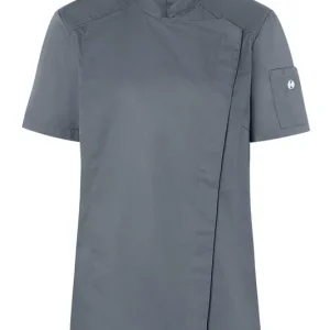 Hoge Kwaliteit Koksbuis Met Korte Mouwen Voor Dames, Moderne Look - Antraciet - 34
