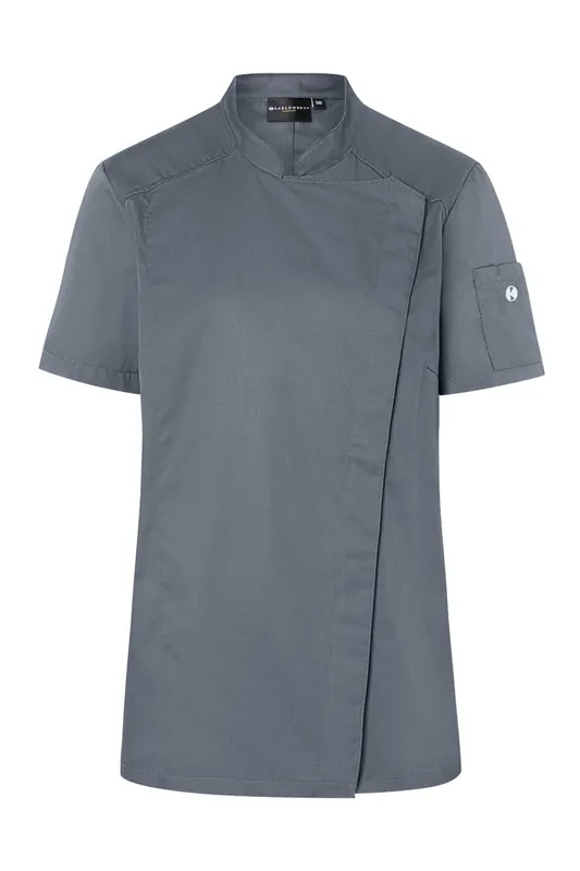 Hoge Kwaliteit Koksbuis Met Korte Mouwen Voor Dames, Moderne Look - Antraciet - 34