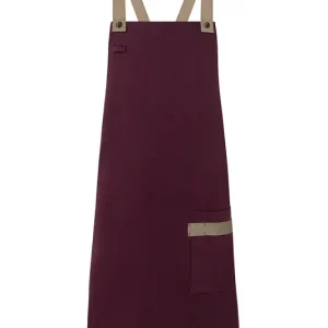 Schort Met Borststuk Schort In Urban-Look Met Gekruiste Bandjes En Zakje - Aubergine Express Levering