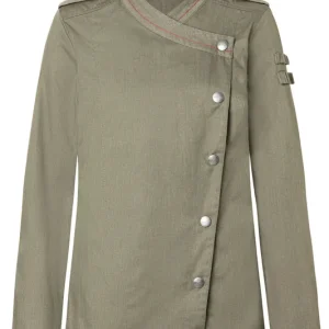 Dames Koksbuis Met Lange Mouwen In Denimstijl Rock Chef-Stage2 - Vintage Mosgroen - 34 Exclusieve Aanbieding